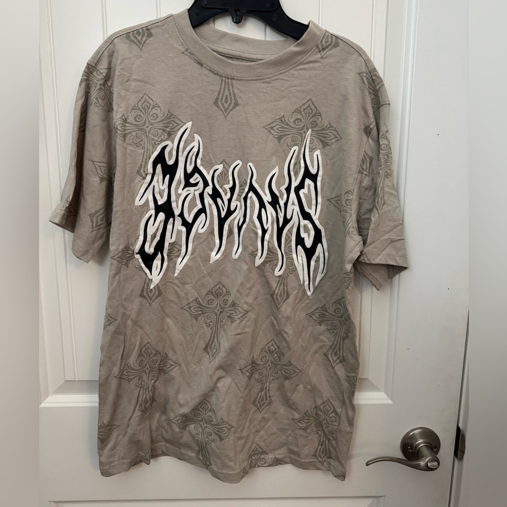 Men's Tan Graphic T-Shirt Public Supply NYC size small #E